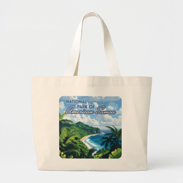 National Park of American Samoa Beach Rainforest Large Tote Bag (Front)