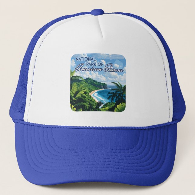 National Park of American Samoa Beach Rainforest Trucker Hat (Front)