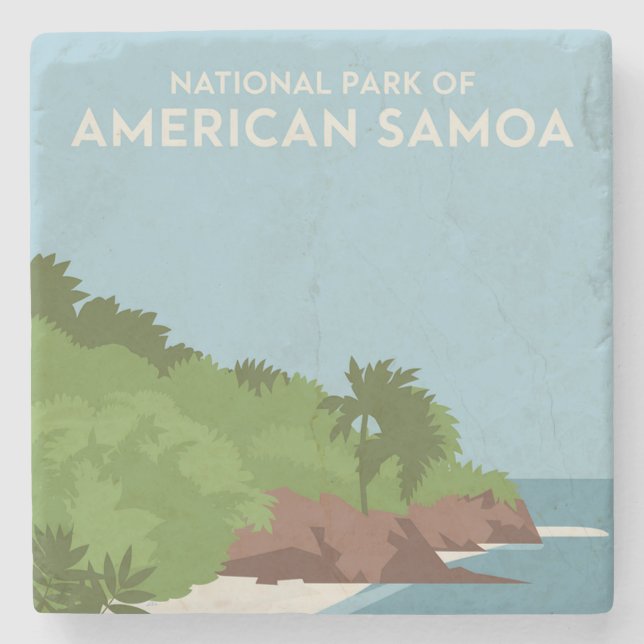National Park of American Samoa Minimalist Stone Coaster (Front)