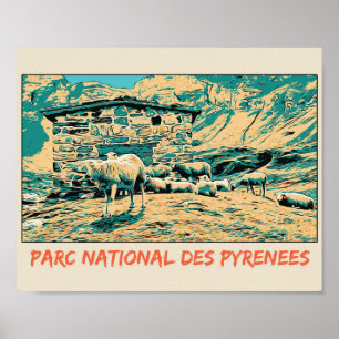 National park of Pyrenees France, sheeps Poster