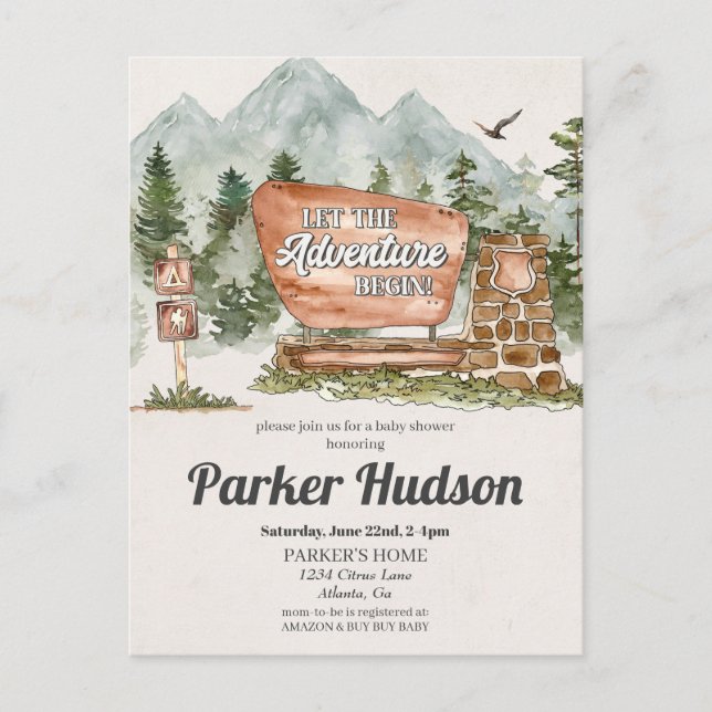 National Park Outdoor baby shower invite Postcard (Front)