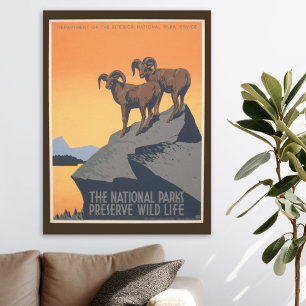 National Park - Preserve Wildlife - Vintage Poster