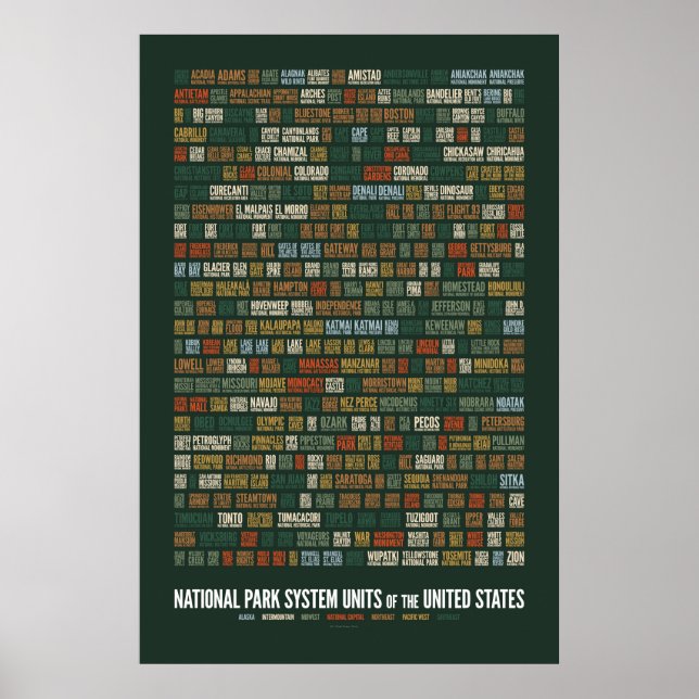 National Park System Units of the US (408) Poster (Front)