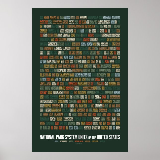 National Park System Units of the US (408) Poster (Front)