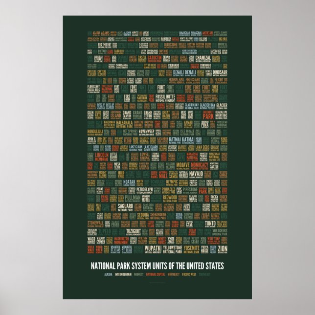 National Park System Units of the US (417) Poster (Front)