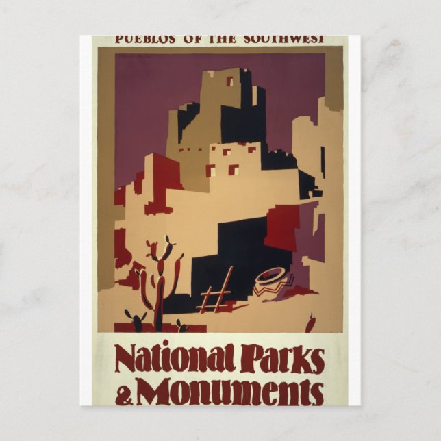 National Parks and Monuments Vintage Travel Poster Postcard (Front)
