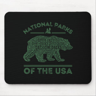 National Parks Bear Hiking Travel Camping Outdoors Mouse Mat