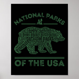 National Parks Bear Hiking Travel Camping Outdoors Poster