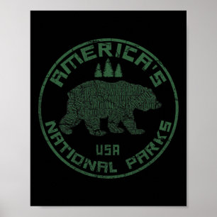 National Parks Bear Hiking Travel Camping Outdoors Poster