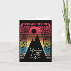 National Parks List Us Park Vintage Camping Hiking Card