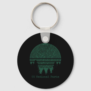 National Parks List Usa Word Art Cloud Trees Campi Key Ring