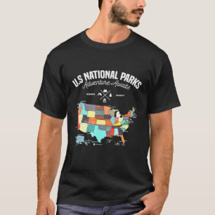 National Parks Map Camping Hiking Nature Explorer T-Shirt