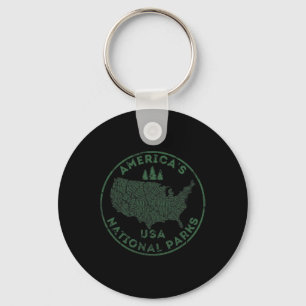 National Parks Map Hiking Travel Camping Outdoors  Key Ring