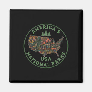 National Parks Map Hiking Travel Camping Outdoors Magnet
