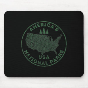 National Parks Map Hiking Travel Camping Outdoors  Mouse Mat