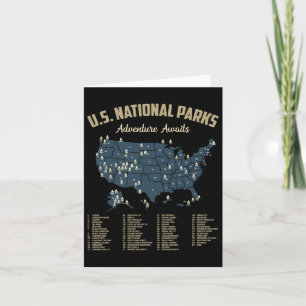 National Parks Map Us Camping Hiking Outdoor Men W Card