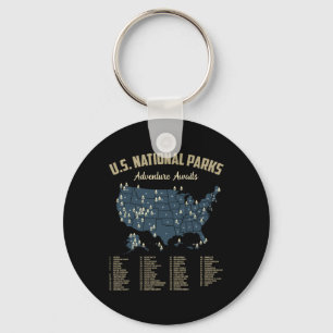 National Parks Map Us Camping Hiking Outdoor Men W Key Ring