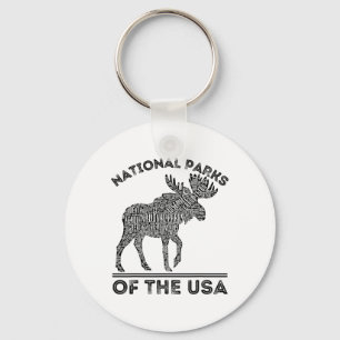 National Parks Moose Hiking Travel Camping Outdoor Key Ring