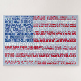 National Parks of America US Flag Word Cloud Gift Jigsaw Puzzle