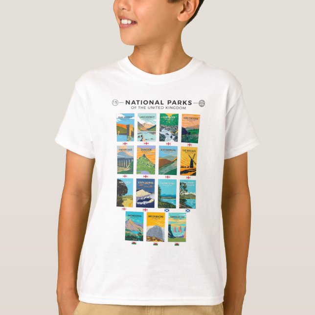 National Parks Of The United Kingdom List T-Shirt (Front)