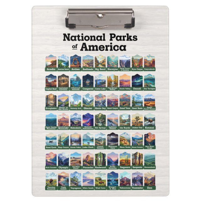 National Parks of the United States of America USA Clipboard (Front)
