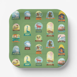National Parks Paper Plates in Green