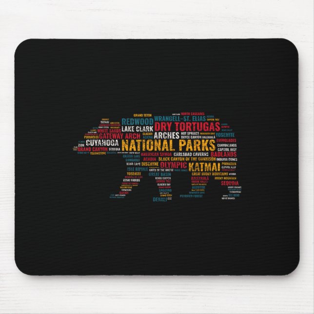 National Parks Usa Bear Hiking Camng Adventure Gif Mouse Mat (Front)