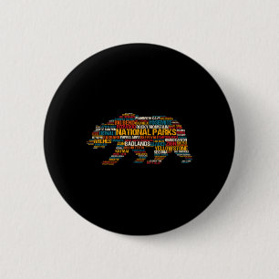 National Parks Usa List Word Cloud Bear Camping An 6 Cm Round Badge