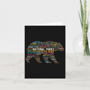National Parks Usa List Word Cloud Bear Camping An Card