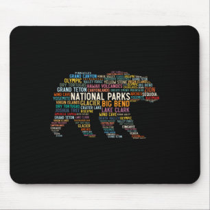 National Parks Usa List Word Cloud Bear Camping An Mouse Mat