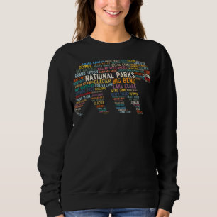 National Parks USA List Word Cloud Bear Camping & Sweatshirt