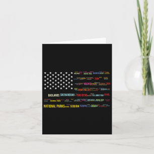 National Parks Usa List Word Cloud Us Flag Camping Card