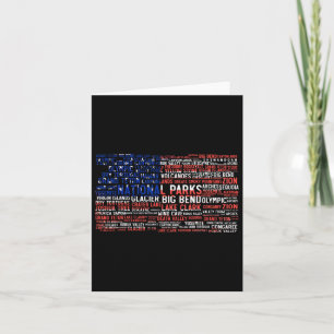 National Parks Usa List Word Cloud Us Flag Camping Card