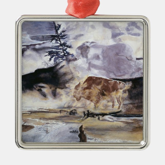 National Parks: Yellowstone Buffalo Metal Tree Decoration (Front)