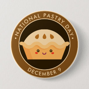 National Pastry Day, kawaii happy pie 7.5 Cm Round Badge