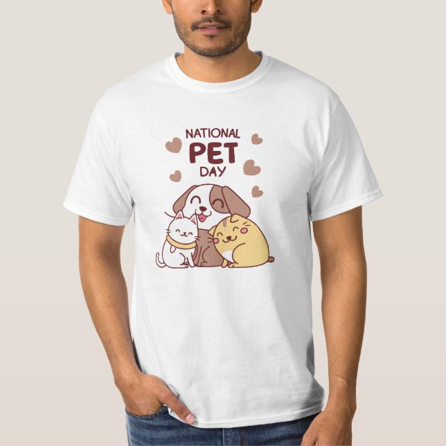 "National Pet Day T-Shirt – Cute Dog & Cat Lover  (Front)