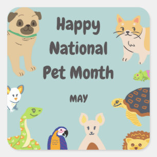 National Pet Month Square Sticker