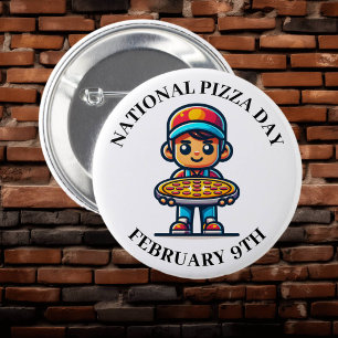 National Pizza Day February 9th 6 Cm Round Badge