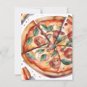 National Pizza Week A - Watercolors Holiday Card