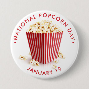 National Popcorn Day 7.5 Cm Round Badge