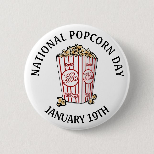 National Popcorn Day January 19th Button (Front)