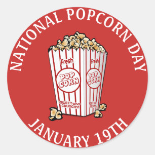 National Popcorn Day January 19th Stickers
