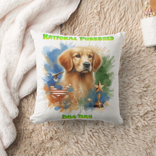 National Purebred Dog Day Celebration Artwork Cushion (Blanket)