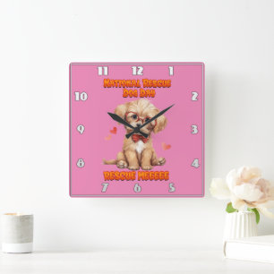 National Purebred Dog Day Celebration Artwork Square Wall Clock