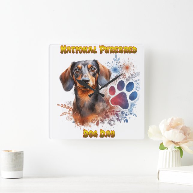 National Purebred Dog Day Celebration Artwork  Square Wall Clock (Home)