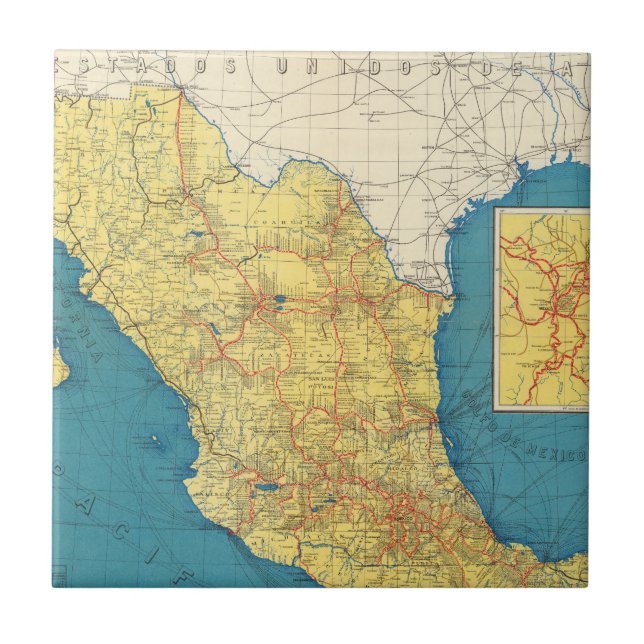 National Railroads of Mexico Map Tile (Front)