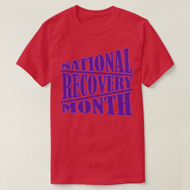 National Recovery Month Purple Typography Crewneck T-Shirt (Design Front)