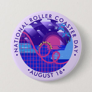 National Roller Coaster Day 7.5 Cm Round Badge