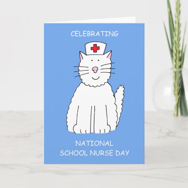 National School Nurse Day May Cartoon Cat Card (Front)