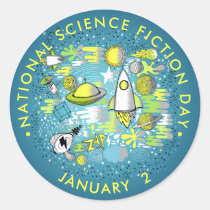 National Science Fiction Day Classic Round Sticker